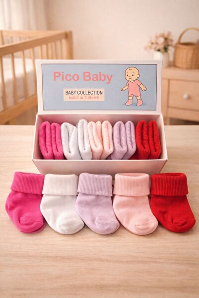 Pico Baby Organik Pamuk Unisex 5'li Kutulu Premium Yeni Doğan Bebek & Çocuk Ç...