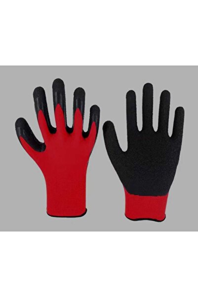 megashop1988 Manusi cauciucate negre cu sintetic rosu