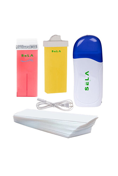 SELA Kit de epilare cu ceară roll-on, Sela, Încălzitor de ceară, Cartuș de ceară pentru zone înguste, Benzi de ceară