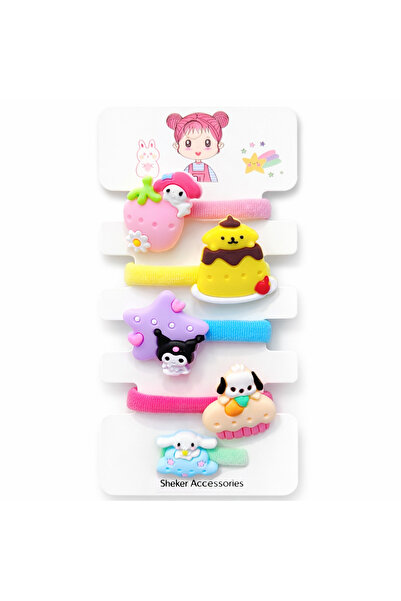 SHEKER HOME Kawai Kuromi and Friends Girls' Rubber Buckle Set - 5 Pieces