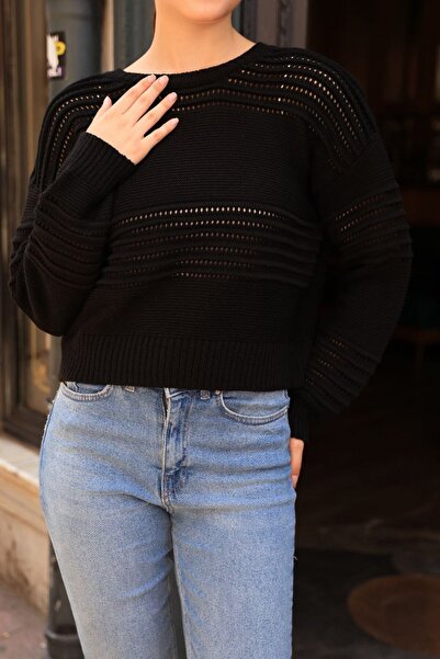 QUAWEAR سترة تريكو منسوجة من النحاس بياقة دائرية