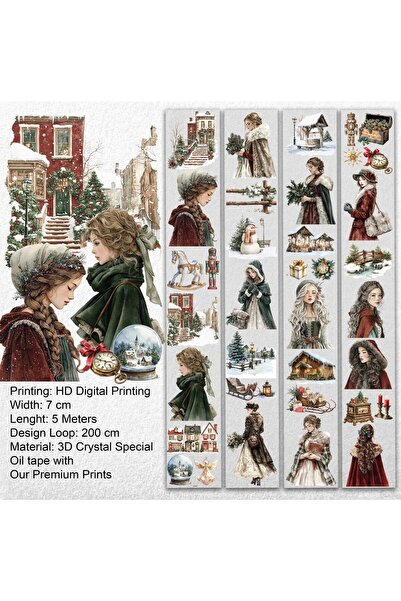 Onwize PET Tape Victorian Christmas | Scrapbook & Junk Journal Yılbaşı Sticke...