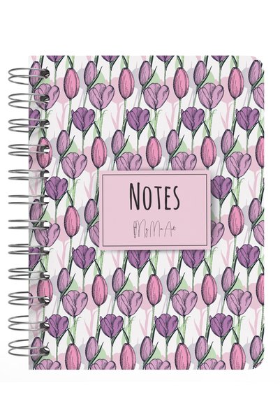 My Mia Art Starflower Tulip Mini Spiral Notebook Set with Hard Cover