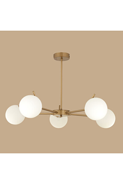 Bella Maison Brody 5'li Beyaz Camlı Avize Eskitme (80x41 cm)