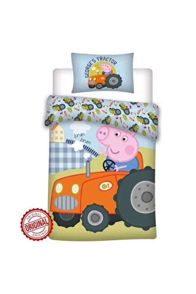 Peppa Pig Tractor Kids Bedding Set - Official Licensed Cotton, 100x135 cm
