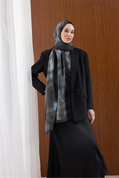 Silk Home شال فيسكوز مايدا أزرق-أنثراسيت بنمط مموج ذو ملمس ناعم 190×70