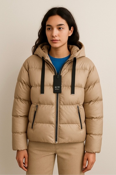 GÜZELLER Hooded Puffer Jacket with Zippered Pockets 60 cm