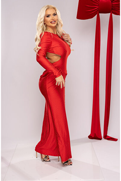 Pretty Elegant dress with bare back and rhinestones