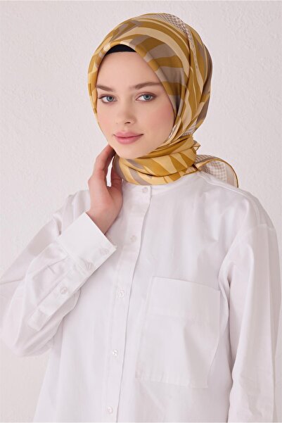 Belli GEOMETRİK DESEN İPEK EŞARP 4047D (TWİLL)-02