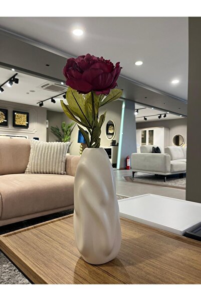 CREARTHOME Doqu Borneo Cream Color Vase 30X10Cm