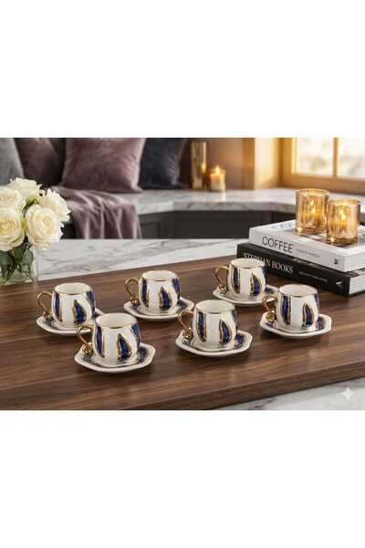 LeylArt Zarafet 6-Piece Glass Coffee Cup Set