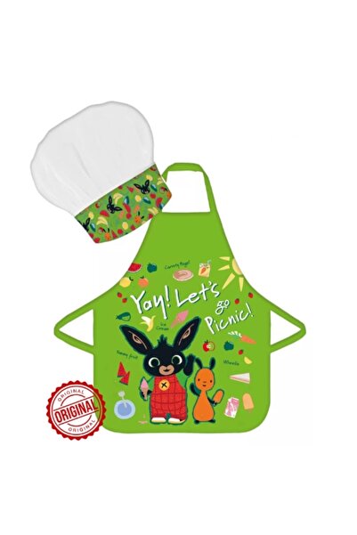 BINGBING Kids Chef Apron and Hat Set Bing Lets Go Picnic Green 3-8 Years Offi...