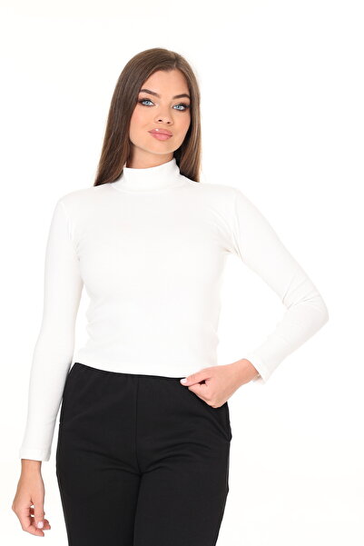 HEDEF DAİSY Women's Tops Regular Fit Classic Cut Rib Fabric Turtleneck Blouse