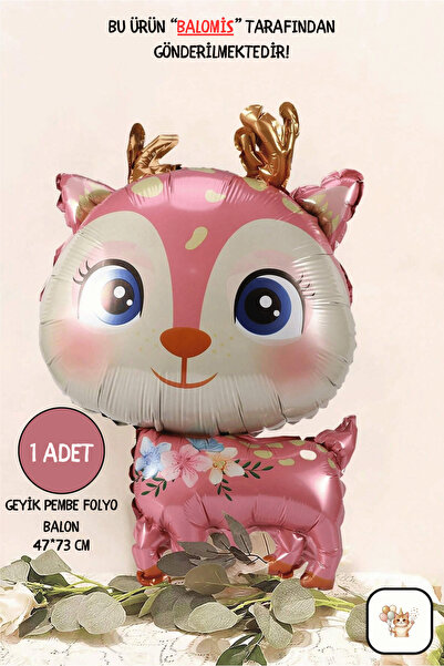 BALOMİS Pembe Renk Geyik Şekilli Folyo Balon