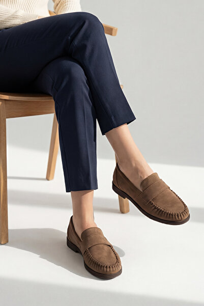 Marjin Жіночі мокасини Loafer Щоденне взуття Margos Taba Замша