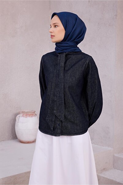 Belli Eșarfă de mătase cu model geometric 4203D (Twill) ALBASTRU ÎNCHIS - 05