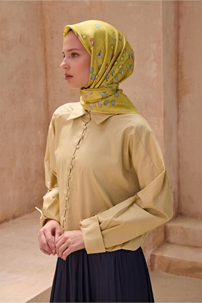 Belli Hardal Obje Desen %100 Twill İpek Eşarp 4121 - 55
