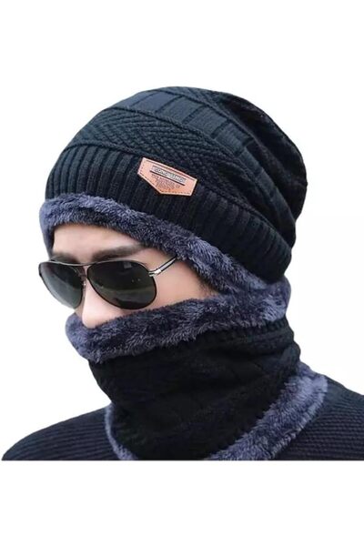 Brand Conquer Wool Beanie Cap & Muffler for Mens & Women
