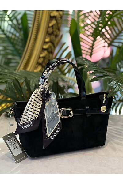 KRISTE BELL - FULAR DETAYLI SÜET SİYAH ÇANTA