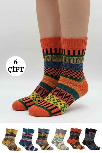KARDEŞLER ÇORAP Șosete groase de iarnă din lână de miel pentru femei, pachet de 6
