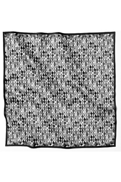 Belli GEOMETRİK DESEN İPEK EŞARP 4059D-SİYAH (TWİLL) - 05