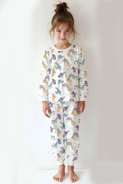 Elmas Girl's Pajama Set Rainbow Patterned Elm-4091