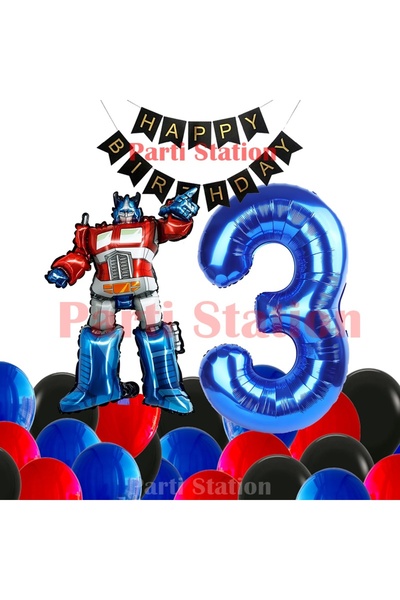 Parti Station مجموعة بالونات عيد الميلاد التاسع للأوبتيموس برايم من ترانسفورم...