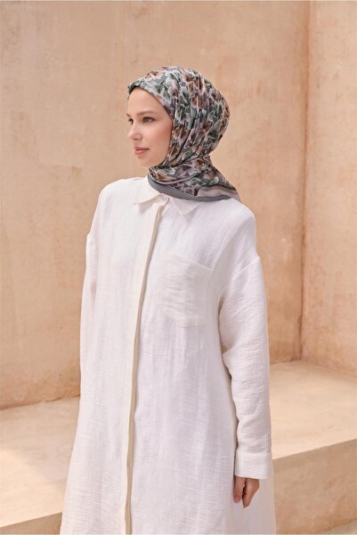 Belli Flower Pattern Premium Soft Khaki Scarf 11