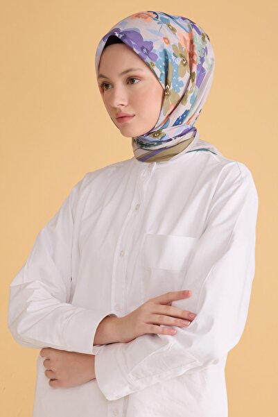 Belli Eșarfă verde NOVA cu model floral 1011