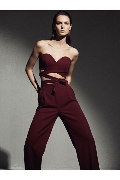 RİVUS Bağlama Detaylı Büstiyer - Bordo