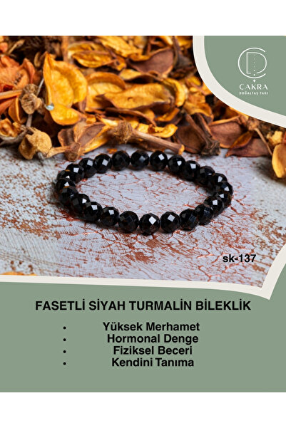 ÇAKRA DOĞAL TAŞ Fasetli Siyah Turmalin Bileklik