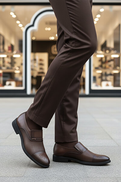 AYAKMOD Pantofi clasici pentru bărbați din piele naturală maro cu talpă anti-...