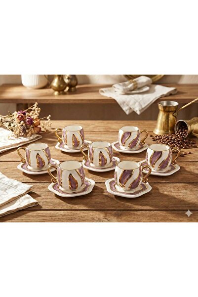 LeylArt طقم فناجين قهوة زجاجية مكون من 6 قطع من زارافيت