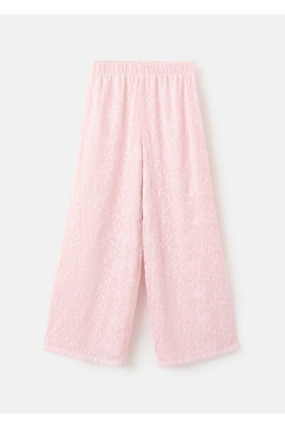 MANGO Kids İşlemeli dökümlü pantolon