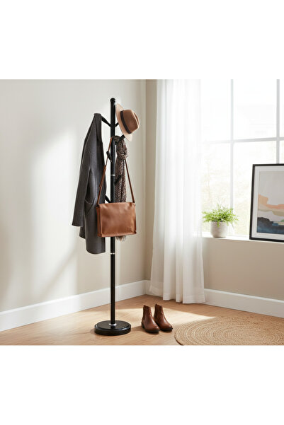 Palma homez علاقة ملابس معدنية عمودية - تصميم شجرة كلاسيكي - قاعدة دائرية - أسود