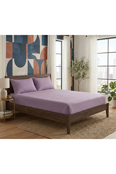 Finezza Set cearșaf și pernă Flora bumbac 100% Plum 3 piese-1505