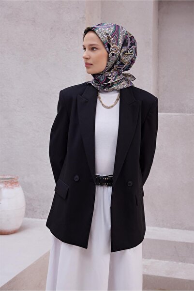 Belli Μαύρο έθνικ σχέδιο 100% μεταξωτό μαντήλι twill 4202 - 87
