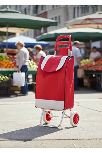 Katlanabilir Ses Yapmaz Tekerlekli Su Geçirmez Çantalı Alüminyum Gövdeli Pazar Market Arabası