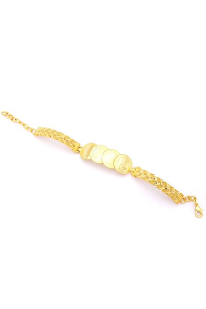 FerizZ Altın Kaplama İmitasyon Dört Çeyrekli İşlemeli Kelepçe Bileklik BLZ-654