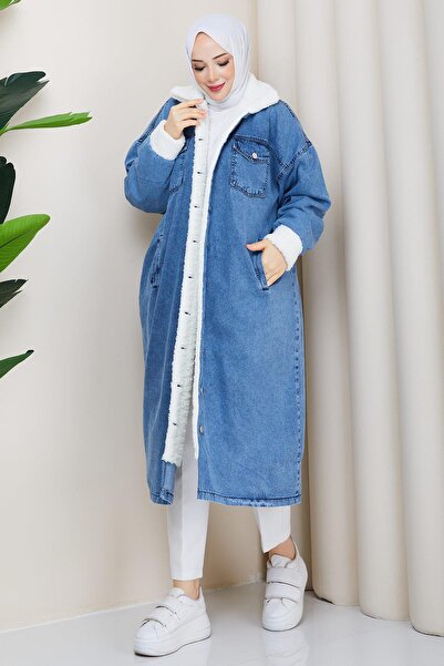 hafsamina معطف دينم مبطن بالقطيفة من الداخل HM2869
