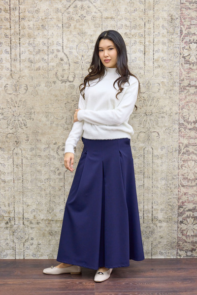 KÜÇÜĞÜM BUTİK Navy Blue Polyviscose Pleated Trousers