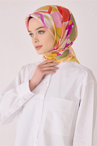 Belli Eșarfă de mătase Tivil IST 4054 - 06 Galben Galben Model Mixt