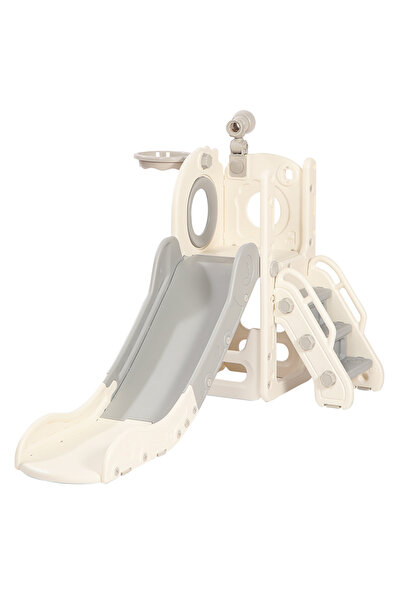 Nichiduta Garden Spatiu de joaca pentru copii grey/white, de interior/exterior, cu tobogan, balustra