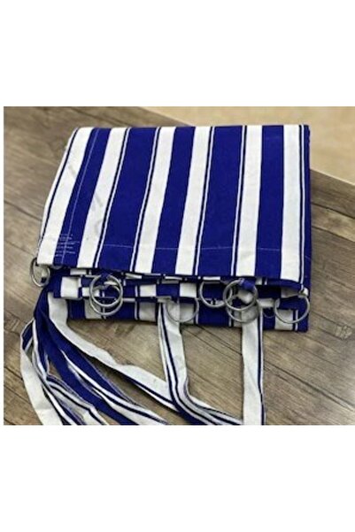 ceylan home Balcony Curtain with Tiebacks, Ringed, Size Options Available, Blue Stripes