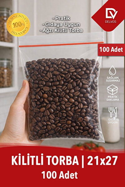 naft 21x27 100'lü Buzdolabı Kilitli Torba Poşet Dondurucu İkramlık Çerez Dave...