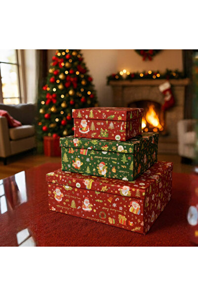 JML1 Gift Box Set of 3 from Cardboard 34x12cm, Christmas Different Models Wholesale