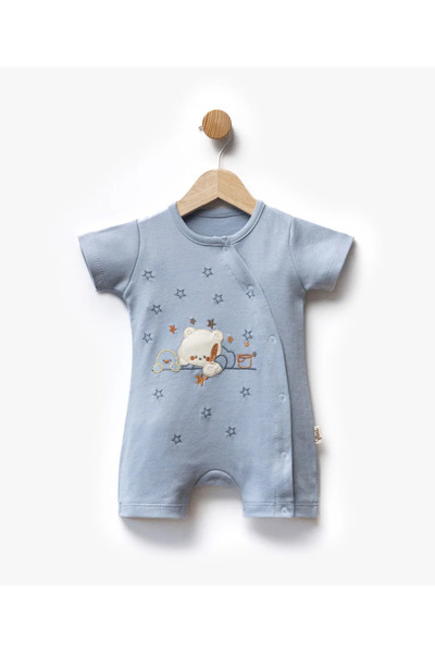 Momercy Teddy Bear and Star Short Sleeve Baby Boy Romper