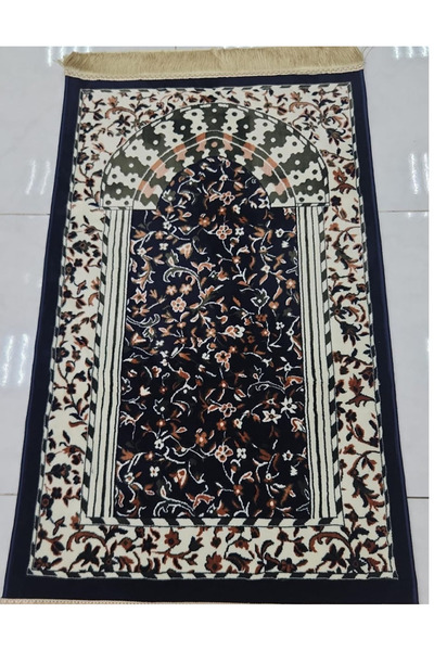 GENERAL سجادة صلاة فاخرة مضادة للانزلاق بسمك 4 ملم - مقاس 110 × 70 بتصميم اقواس محراب ونقوش معقدة