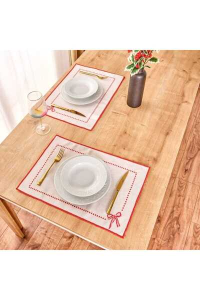 Evidea Soft Riben 2'li Amerikan Servis - Ekru - 35x50 cm