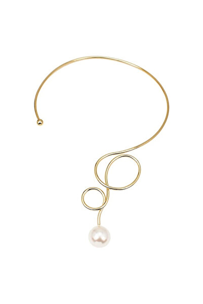 Eva Grace Κολιέ Carley, χρυσό, τύπου choker, διακοσμημένο με μαργαριτάρι, λυγ...